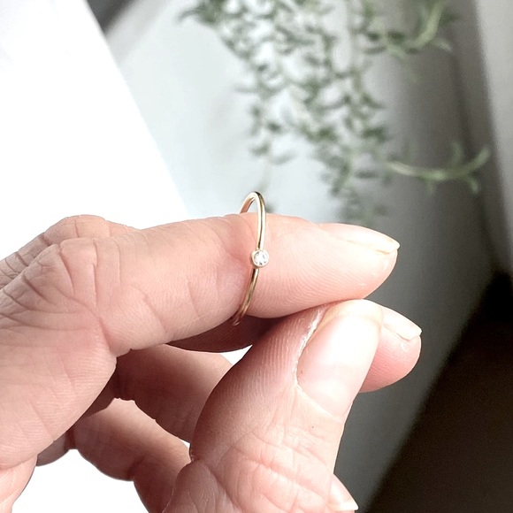Dainty 14k gold filled CZ stacking ring size 8 - Picture 2 of 4